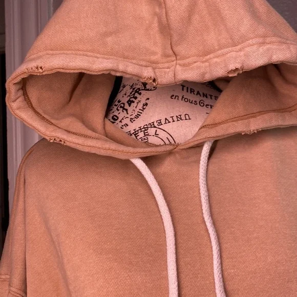 Soft caramel Aerie distressed hoodie EUC Size XS - Picture 3 of 7